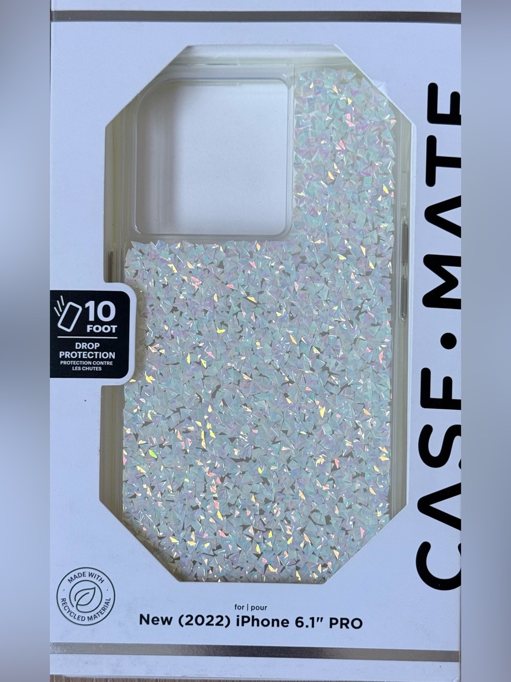 New Case-mate Iridescent Glitter White Phone Case for iPhone 6.1" Pro 2022